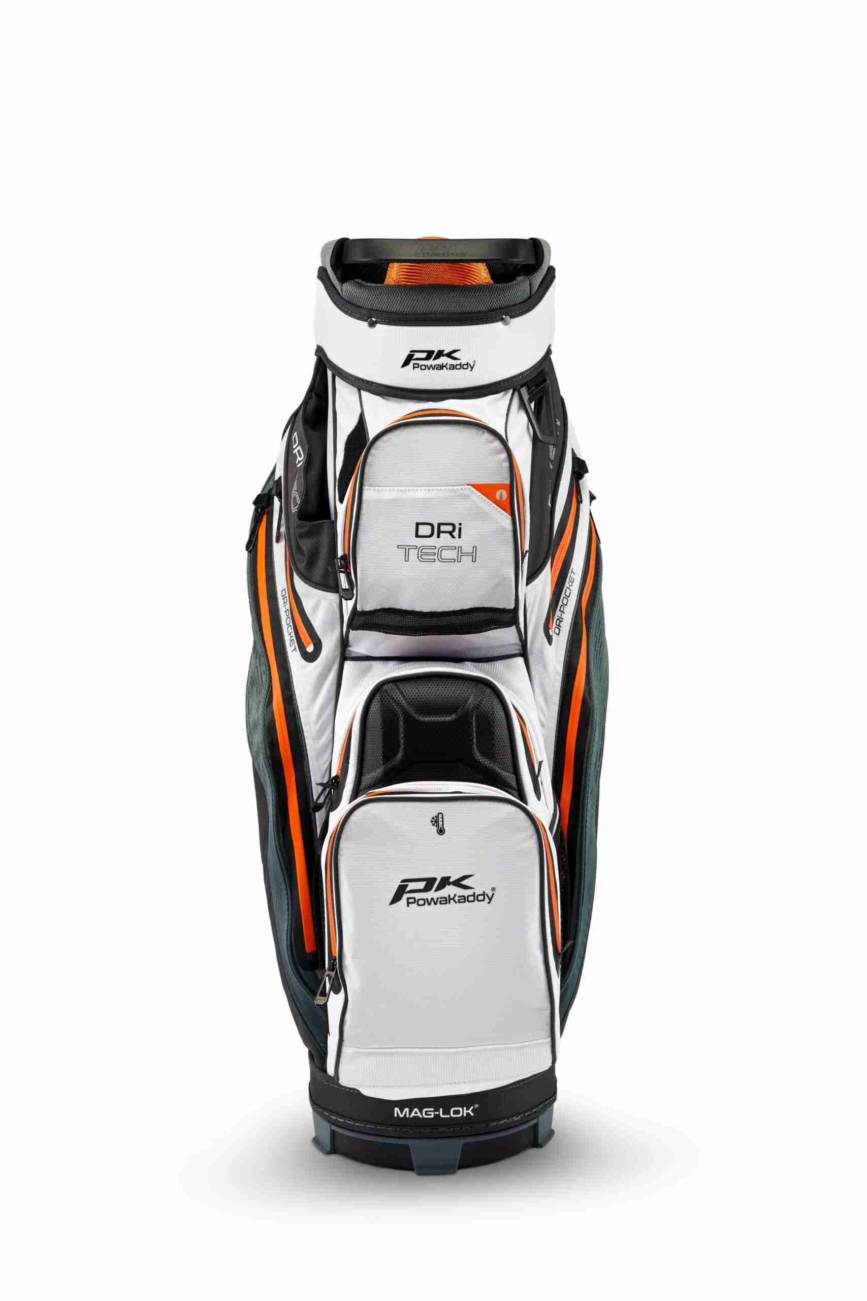 Powakaddy Dri Tech Waterproof Cart Golf Bag White/Grey/Orange - Image 3